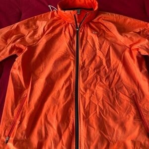 Nike Men's Vibrant Orange Windbreaker with matching Nike Dri-Fit hat
